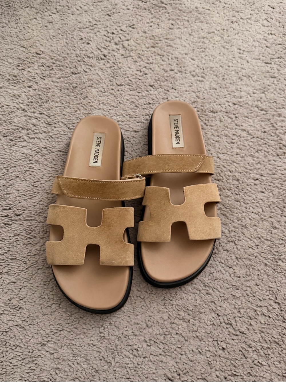 Steve Madden Tan Suede Slide Sandals